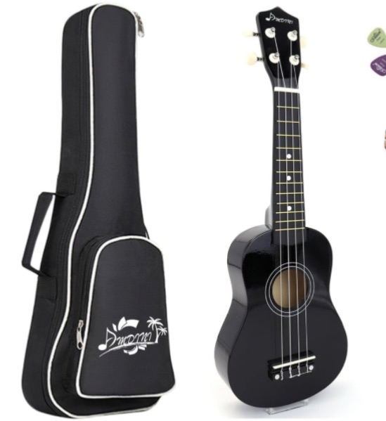 Photo 1 of 21 inch Soprano Ukulele Basswood Acoustic Mini Guitar for Beginner Starter with Case Strap Tuner Picks Strings Primary Tutorial