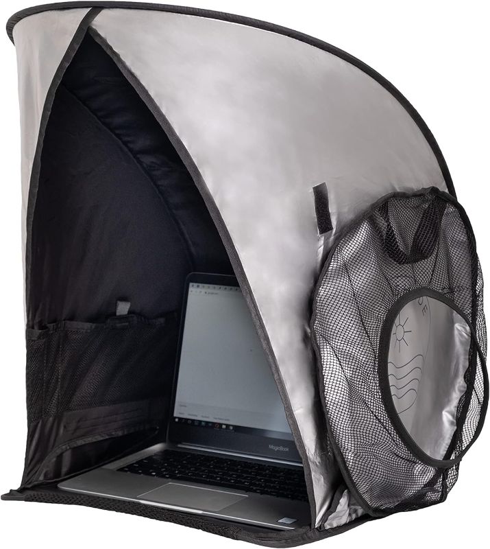 Photo 1 of Laptop Sun Shade for Working Outside | Glare Blocker | Heat Reflective | Waterproof | Fits up to 17” Screens | Foldable & Portable Privacy Screen Hood Tent for Outdoors | Perfect Viewing Angle