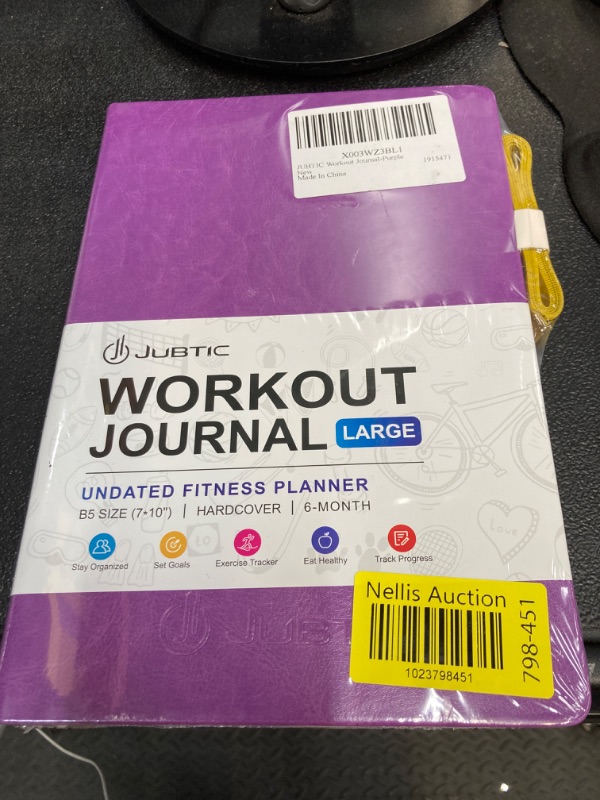 Photo 2 of JUBTIC Fitness & Workout Journal for Women and Men, 6 Months Weight Loss Journal, Fitness Planner to Track Exercise Progress, Workout Log Book & Running Journal Home Gym Accessories-Purple