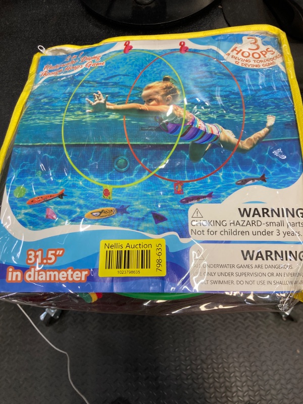 Photo 2 of 23PCS Pool Toys Games-3 Diving Through Swim Rings for Kids 3,4,5,6,7,8,9,10,11,12 Adults+Dive Torpedoes&Gems,Accessories with Flamingo Buoys&Sandbags,Underwater Training Water Swimming Sport Gifts