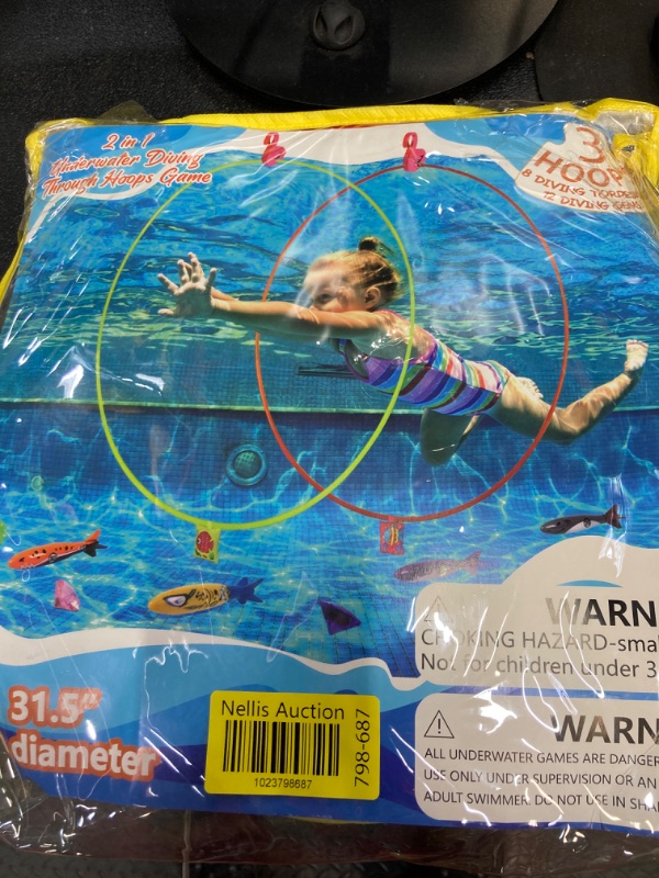 Photo 2 of 23PCS Pool Toys Games-3 Diving Through Swim Rings for Kids 3,4,5,6,7,8,9,10,11,12 Adults+Dive Torpedoes&Gems,Accessories with Flamingo Buoys&Sandbags,Underwater Training Water Swimming Sport Gifts