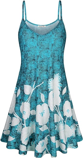 Photo 1 of SeSe Code Women's Casual Spaghetti Strap Floral Printed Summer Beach Swing Dress