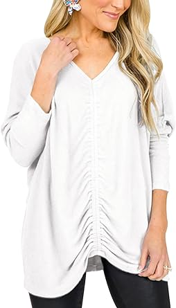 Photo 1 of Imily Bela Womens V Neck Shirts Long Sleeve Casual Blouses Oversized Tops