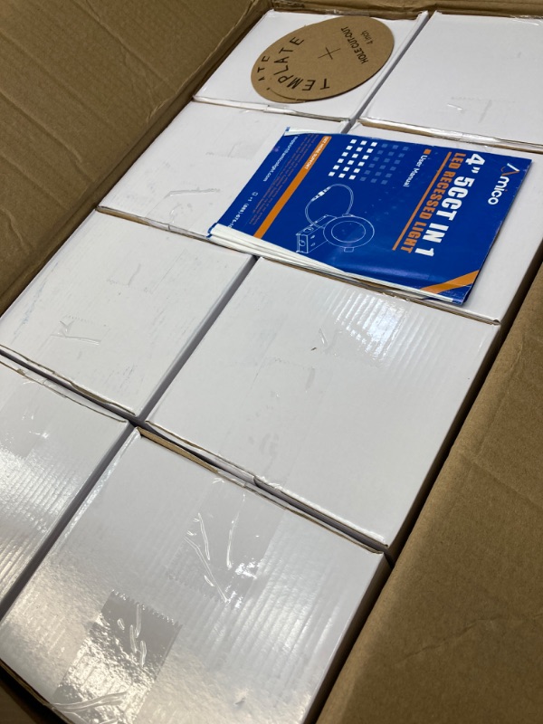 Photo 1 of Amico 48 Pack 4 Inch 5CCT Ultra-Thin LED Recessed Light with Junction Box, 2700K/3000K/3500K/4000K/5000K Selectable, 10W Eqv 60W, Dimmable Can-Killer Downlight, 700LM High Brightness Downlight-ETL&FCC