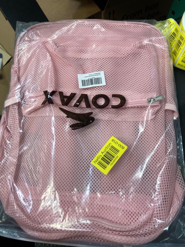 Photo 2 of COVAX Heavy Duty Mesh Backpack, See Through College Backpack with Padded Shoulder Straps for Commuting, Swimming, Travel, Beach, Outdoor Sports (Pink)