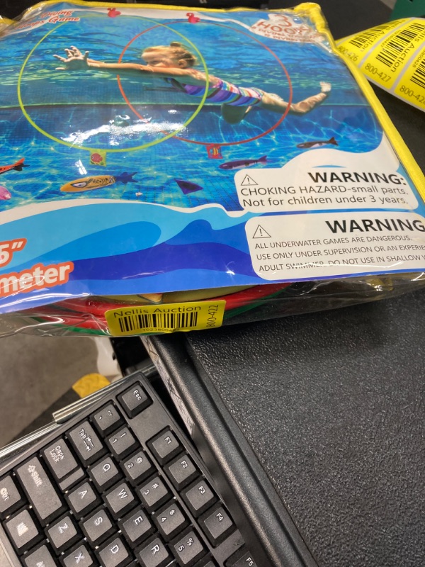 Photo 2 of 23PCS Pool Toys Games-3 Diving Through Swim Rings for Kids 3,4,5,6,7,8,9,10,11,12 Adults+Dive Torpedoes&Gems,Accessories with Flamingo Buoys&Sandbags,Underwater Training Water Swimming Sport Gifts