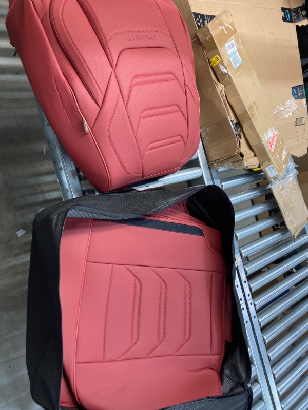 Photo 2 of TIEHESYT Red Car Seat Covers Front Pair, Breathable Leather Automotive Front Seat Covers & Headrest for Comfortable Driving, Universal Auto Interior Fit for Most Kinds of Vehicles, SUV, Trucks, Sedans Sport Red Front Pair