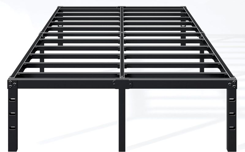 Photo 1 of 18 Inch King Bed Frame - Sturdy Platform Bed Frame Metal Bed Frame No Box Spring Needed Heavy Duty King Size Bed Frame Easy Assembly Strong Bearing Capacity, Noise Free