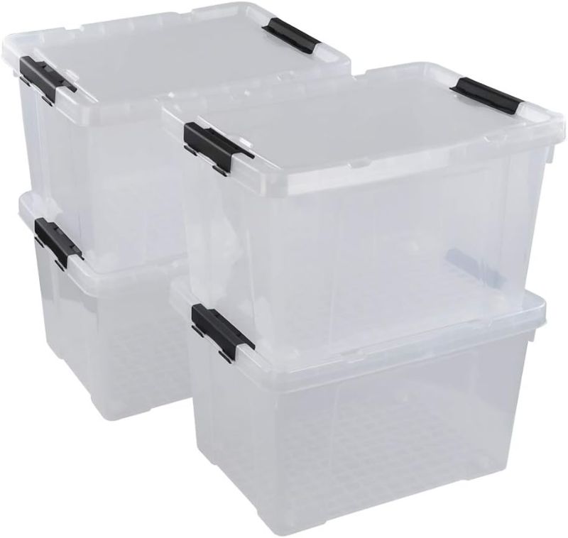 Photo 1 of 50 Quart Large Storage Bins with Lids, 4 Packs Plastic Clear Storage Boxes