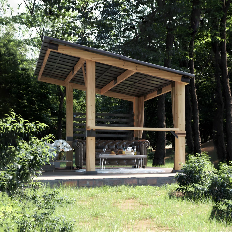 Photo 1 of 12 Ft. W X 10 Ft. D Cedar Wood Patio Gazebo