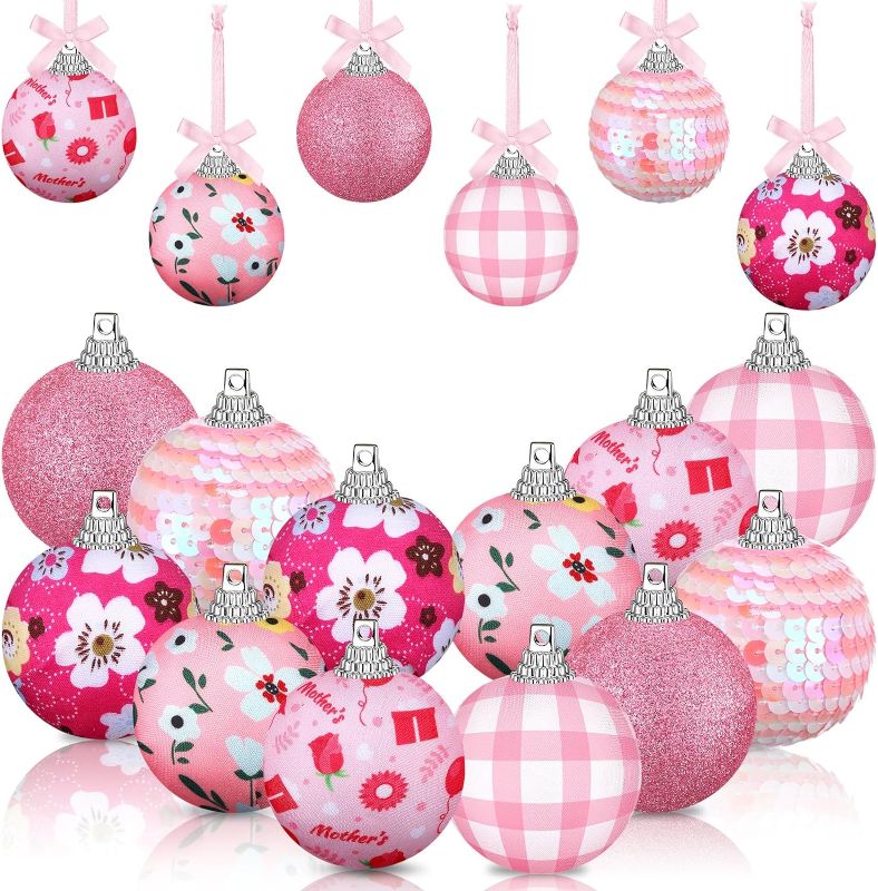 Photo 1 of 12 Pcs 2'' Mothers Day Tree Ornaments Mothers Day Decorations Bulk Spring Hanging Decorations Mom's Special Day Flower Ornaments for Tree Happy Mother's Day Ball Pendants for Party Decor (2 Boxes)