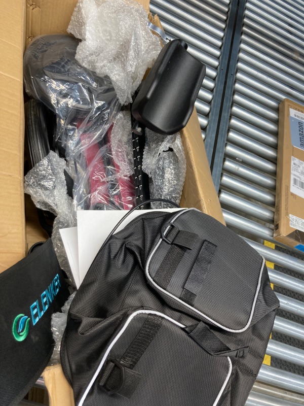 Photo 1 of ELENKER All-Terrain Upright Rollator Walker, Stand up Rolling Walker with Seat, 12” Non-Pneumatic Tire Wheels, Compact Folding Design for Seniors, Red