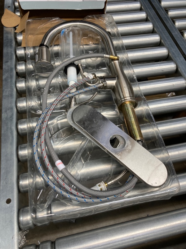 Photo 1 of Single-Handle Pull-Down Sprayer Kitchen Faucet with soap Dispenser in Stainless Steel