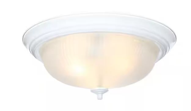 Photo 1 of 15 in. 3-Light White Flush Mount