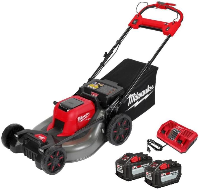 Photo 1 of ***MISSING BAG FOR MOWER*** Milwaukee M18 Fuel 21inch Self-Propelled Dual Battery Mower Kit + TPT Premium cart, 2823-22HD22