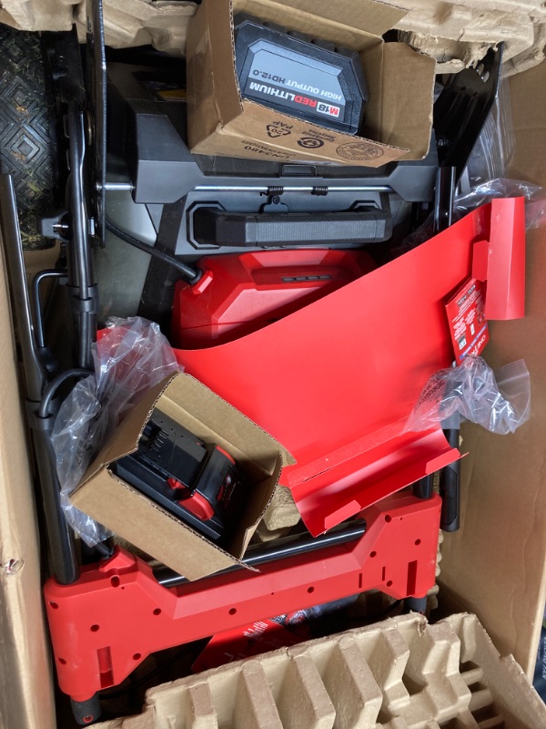 Photo 2 of ***MISSING BAG FOR MOWER, ONLY ONE BATTERY*** Milwaukee M18 Fuel 21inch Self-Propelled Dual Battery Mower Kit + TPT Premium cart, 2823-22HD22