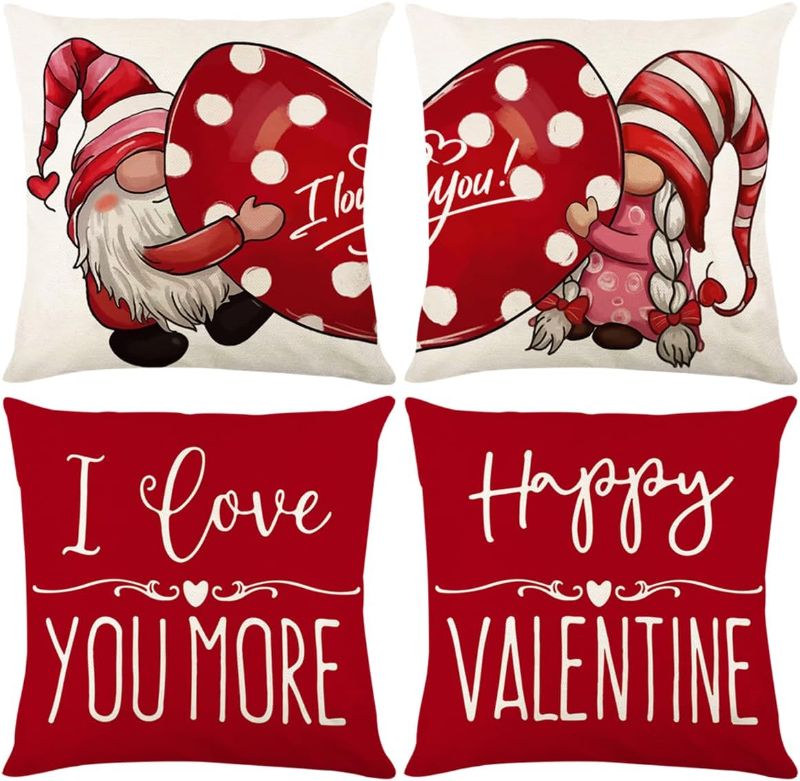 Photo 1 of Valentine Pillow Covers 18x18inch Set of 4 - Designed with Love,Valentine's Day Decorations for Home
