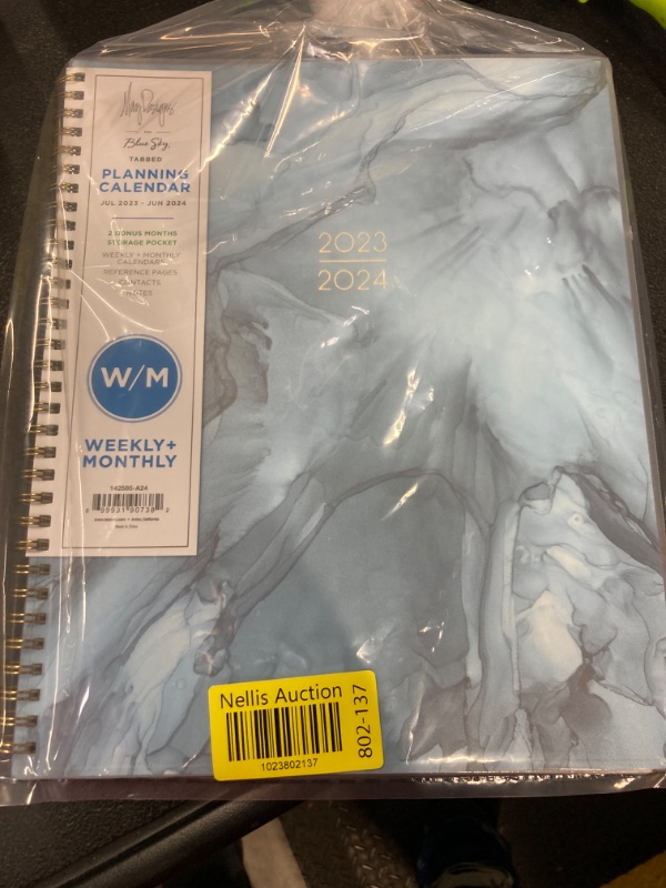 Photo 2 of Blue Sky May Designs for 2023-2024 Academic Year Weekly and Monthly Planner, 8.5' x 11', Flexible Cover, Wirebound, Alcohol Ink Blue (142585-A24) 8.5" x 11"