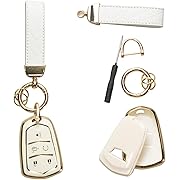 Photo 1 of 3 pack Key fob Cover, Keychain, Key Fob Case Compatible with 2015-2019 Cadillac Escalade CTS SRX XT5 ATS STS CT6(TypeA-White)