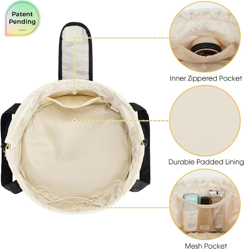 Photo 1 of Barrel Drawstring Makeup Bag Large Cosmetic Bag Make up Bags Toiletry Organizer for Women