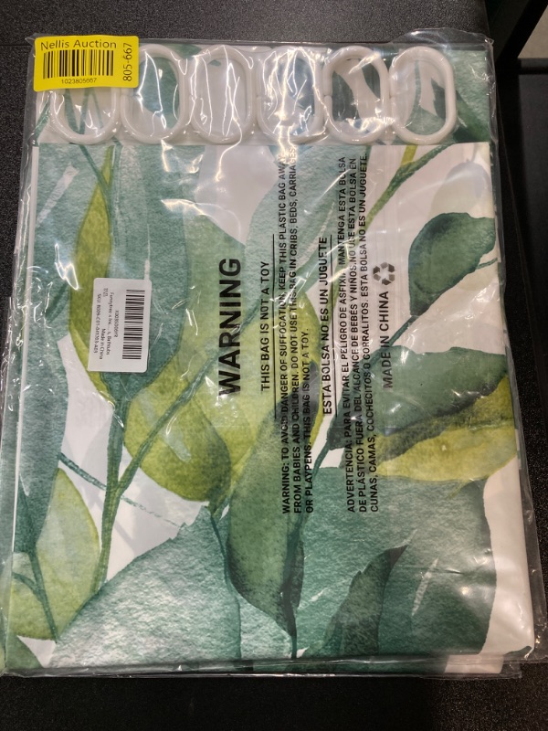 Photo 3 of Funnytree 72x72 Inch Green Eucalyptus Shower Curtain Set with 12 Hooks - Lightweight, Water-Repellent for Bathrooms, Bathtubs Light Green Plastic***2PACK***