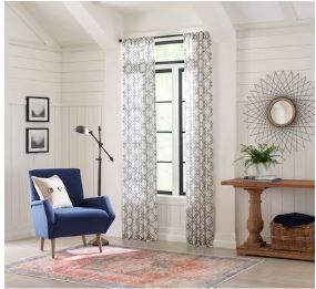 Photo 1 of allen + roth 84-in Navy Light Filtering Back Tab Single Curtain Panel***4PACK***

