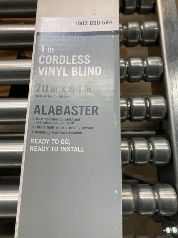 Photo 4 of 70 in. W x 64 in. L Alabaster Cordless Light Filtering Vinyl Mini Blind 1 in. Slats***2PACK***
