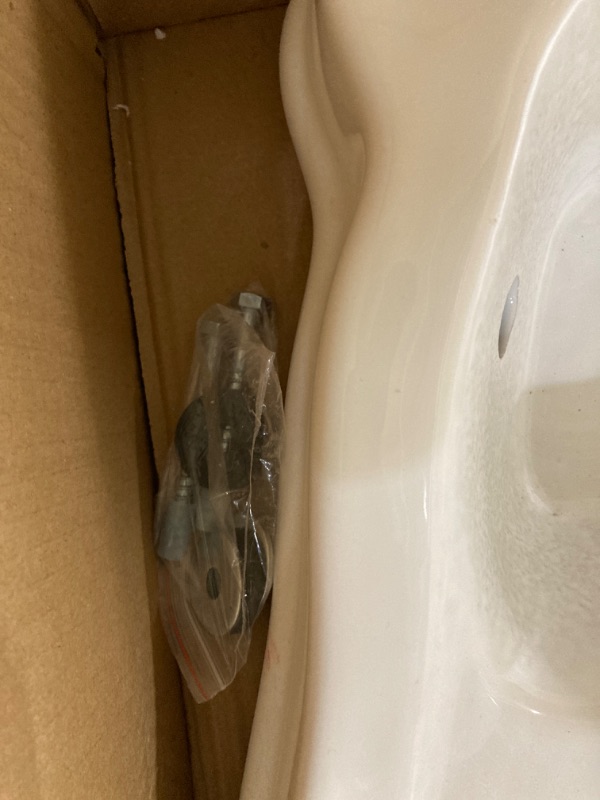 Photo 4 of Darbyshire Wall Mount Bathroom Pedestal Sink Basin Part 34” W White Heavy Duty Ceramic Sink with Backsplash, Overflow and 8” Widespread Faucet Holes Renovators Supply Manufacturing