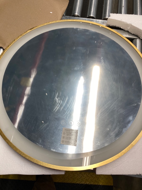 Photo 1 of ARUMMA Gold Bathroom Round LED Mirror with Lights Gold Frame 20 Inch Round Lighted Mirror for Bathroom Wall Round Vanity Lighted Mirrors 3 Color Dimmable Anti Fog Bathroom Light up Smart Circle Mirror