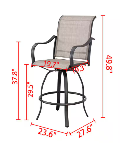 Photo 1 of ***NO TABLE, ONLY CHAIRS*** Gray 3-Piece Outdoor Sling Square Bar Height Outdoor Bistro Set
