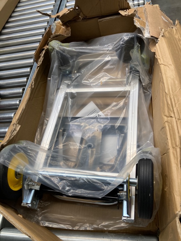 Photo 4 of 2-in-1 Aluminum Folding Hand Truck 400 lbs. Capacity heavy-duty Industrial Collapsible cart with Rubber Wheels
