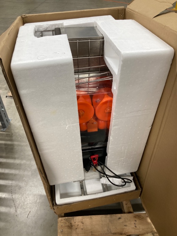 Photo 2 of 120-Watt Commercial Juicer Machine Stainless Steel Orange Squeezer with Pull Out Filter Box and Water Tap for Drink Shop
