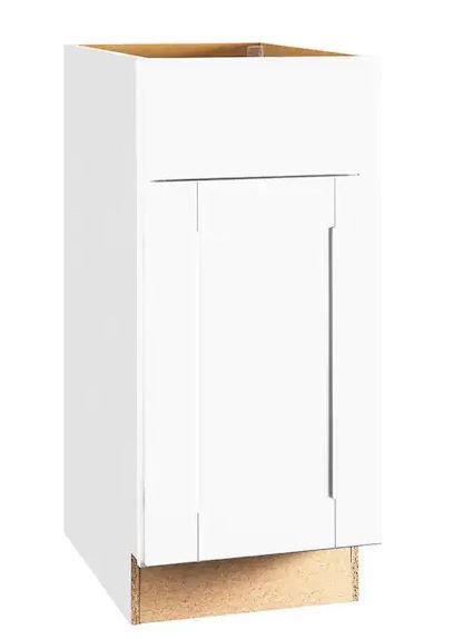 Photo 1 of ***SEE NOTES*** Shaker 15 in. W x 24 in. D x 34.5 in. H Assembled Base Kitchen Cabinet in Satin White with Ball-Bearing Drawer Glides