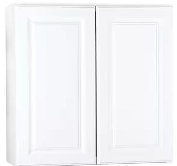 Photo 1 of ***DAMAGE, SEE NOTES*** Hampton 30 in. W x 12 in. D x 30 in. H Assembled Wall Kitchen Cabinet in Satin White
