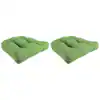 Photo 1 of 18 in. L x 18 in. W x 4 in. H Palm Green Square Tufted Outdoor Seat Cushions in Tory (2-Pack)
