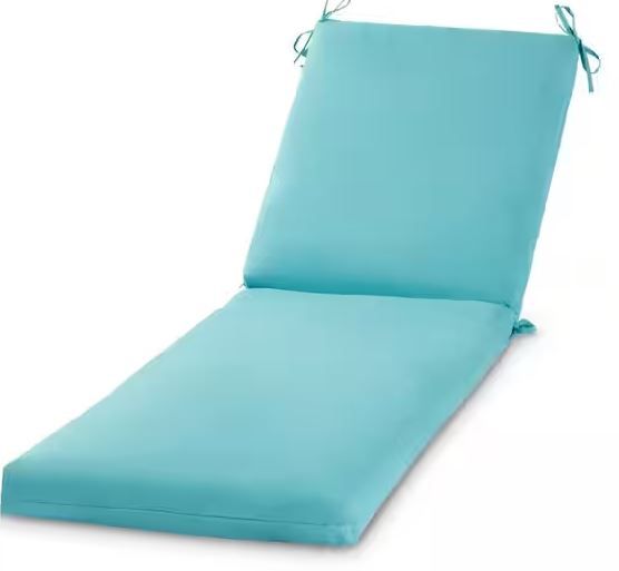 Photo 1 of 23 in. x 73 in. Outdoor Chaise Lounge Cushion in Teal
