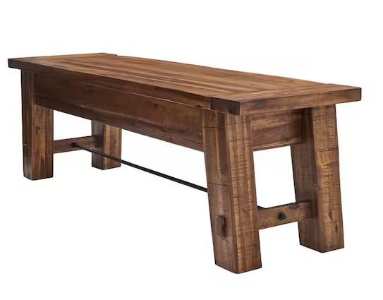 Photo 1 of 60 in. L Durango Brown Wood Entryway/Dining Bench
