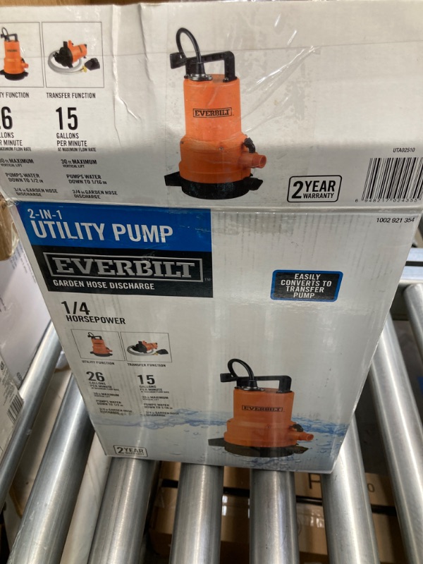 Photo 2 of 1/4 HP 2-in-1 Submersible Utility and Transfer Pump
