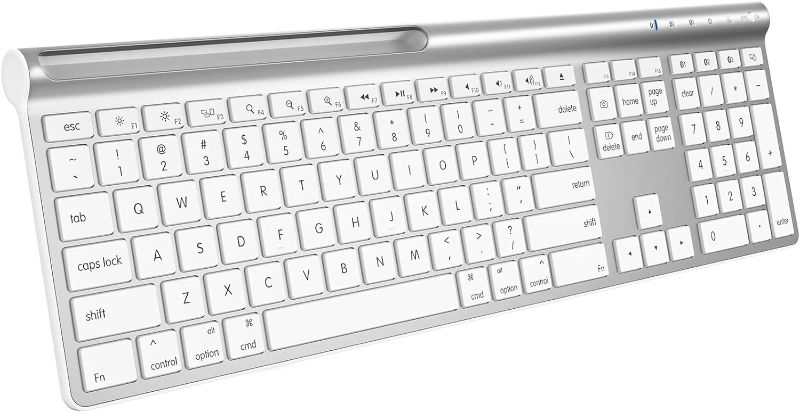 Photo 1 of CHESONA Wireless Bluetooth Keyboard, Bluetooth/Wired Dual-Mode Keyboard for MacBook Air/Pro, iMac, Ultra-Slim Rechargeable, Silent Full-Size Keyboard for Mac OS iPadOS, iPhone OS, Silver White