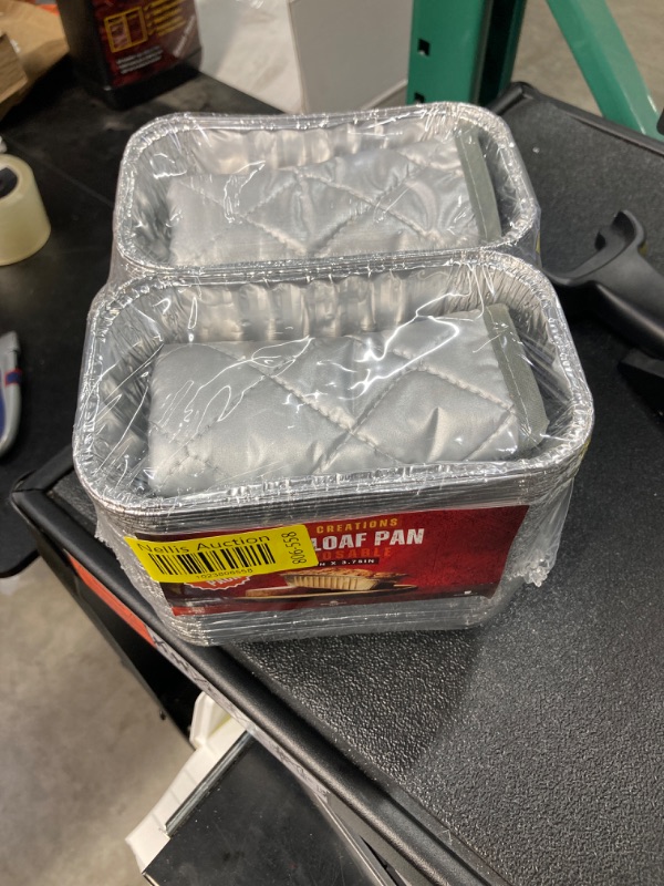 Photo 2 of 100 Pack 1 LB Disposable Mini Loaf Pans with Hot Pads 6.25” x 3.75” x 1.75” 1 Pound Aluminum Foil Loaf Pans and Pot Holders Mini Bread Tins