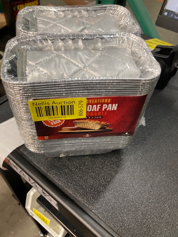 Photo 2 of 100 Pack 1 LB Disposable Mini Loaf Pans with Hot Pads 6.25” x 3.75” x 1.75” 1 Pound Aluminum Foil Loaf Pans and Pot Holders Mini Bread Tins