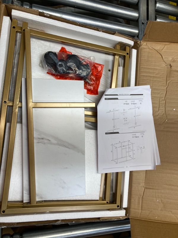 Photo 1 of SogesHome Gold Bar Cart, Utility Bar Serving Cart Kitchen Island Rolling Cart on Wheels with Shelves for Living Room, Office, Coffee