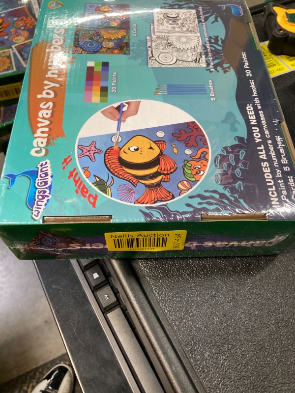 Photo 2 of 3 Pack Paint by Numbers for Kids Ages 8-12, Pre-Printed Acrylic Oil Painting, Includes (8x10, 8x9, 8x8 inch) Framed Canvas with 30 Acrylic Paint Pots, 5 Brushes for Kids, Art Supplies for Kids 9-12 Undersea