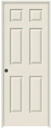 Photo 1 of 30 in. x 80 in 6 Panel Colonist Primed Right-Hand Textured Solid Core Molded Composite MDF Single Prehung Interior Door