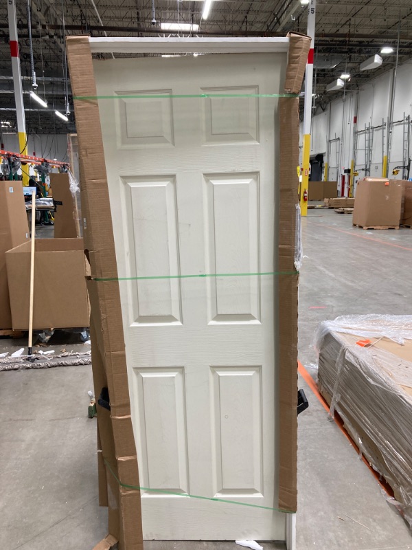 Photo 2 of 30 in. x 80 in 6 Panel Colonist Primed Right-Hand Textured Solid Core Molded Composite MDF Single Prehung Interior Door