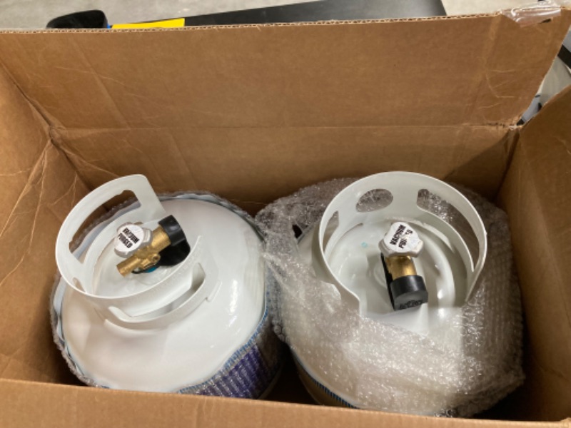 Photo 1 of Flame King 20-Pound Ready-to-Fill Empty LP Propane Gas Cylinder Tank with Overflow Protection Device Valve for Grills and BBQs, (2 Pack)