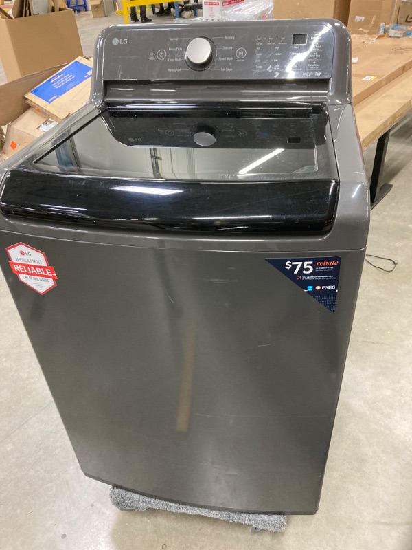 Photo 1 of LG - 4.1 Cu. Ft. High-Efficiency Top Load Washer with TurboDrum Technology - Monochrome Grey