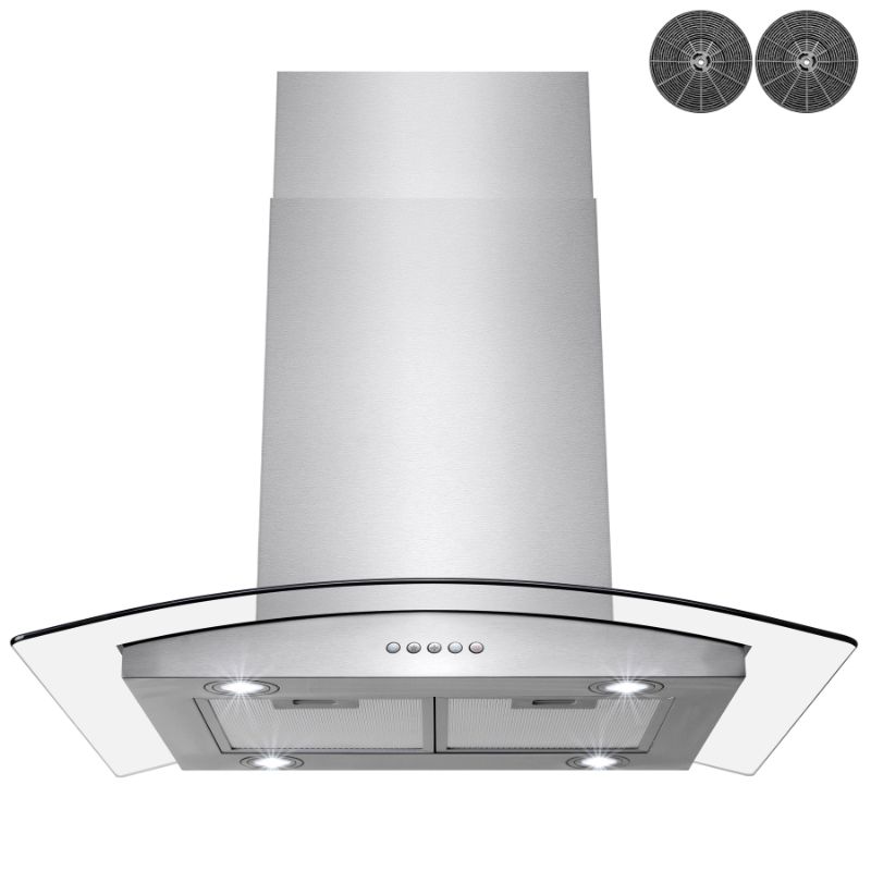 Photo 1 of AKDY RH0300 114 - 343 CFM 30 Inch Wide Island Range Hood Stainless Steel / Glass Cooking Appliances Range Hoods Island Mount Range Hoods