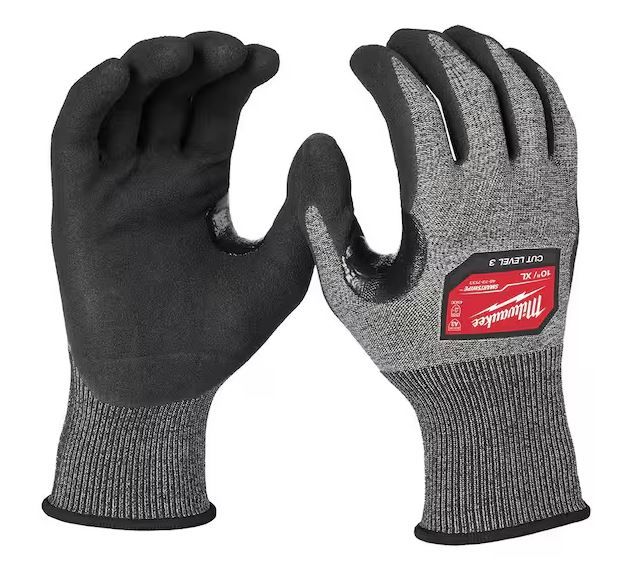 Photo 1 of 8 PAIR Milwaukee
X-Large High Dexterity Cut Level 3 Resistant Nitrile Dipped Outdoor and Work Gloves 8" MEDIUM