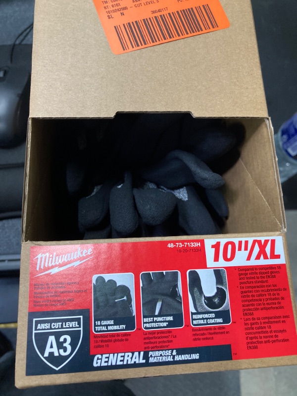 Photo 2 of 8 PAIRS Milwaukee
X-Large High Dexterity Cut Level 3 Resistant Nitrile Dipped Outdoor and Work Gloves